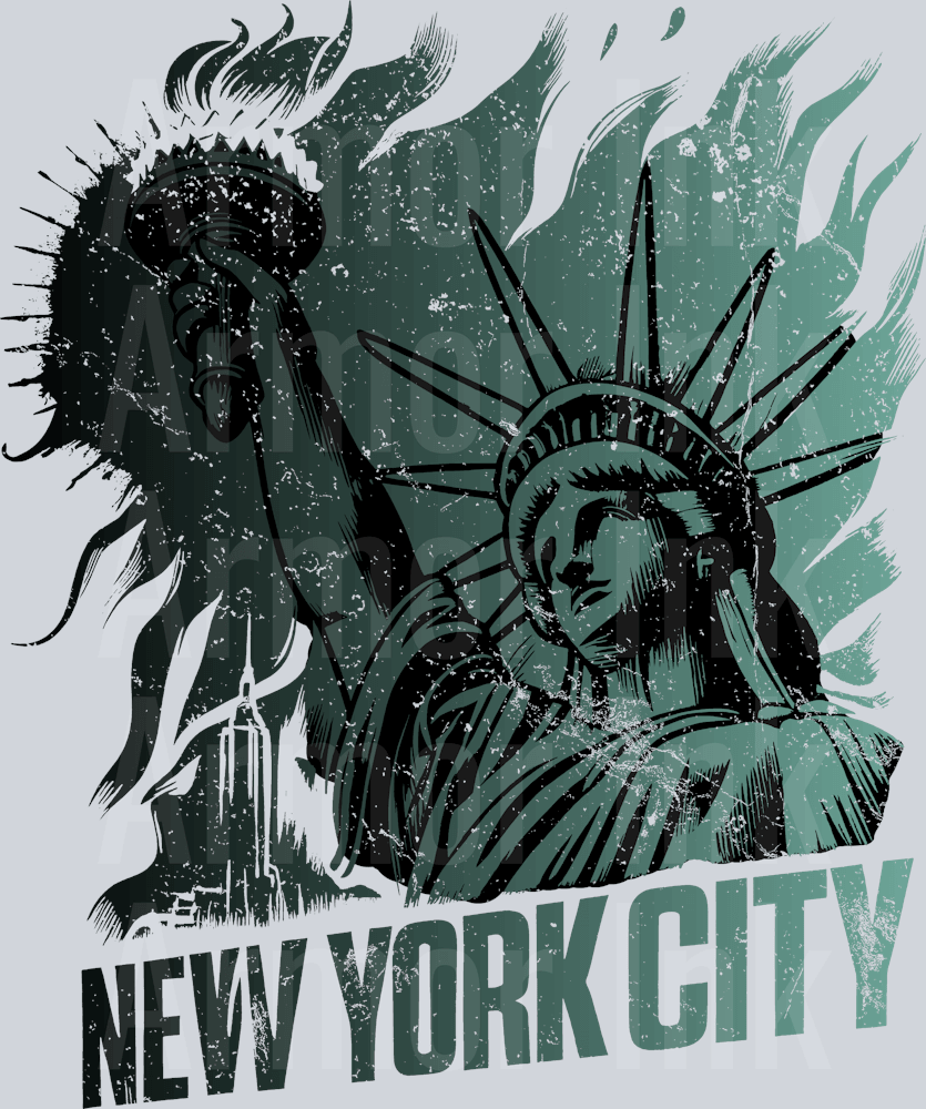 New York City Tie Dye Oxidized Copper Distressed DTF transfer