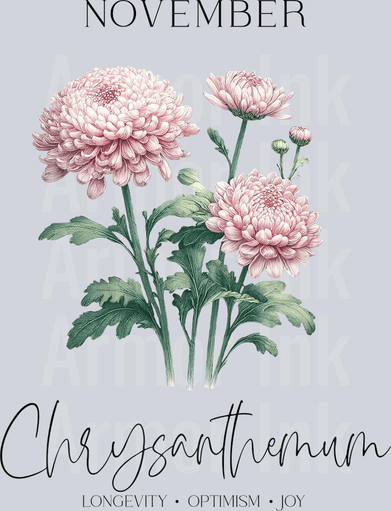 November Chrysanthemum DTF transfer