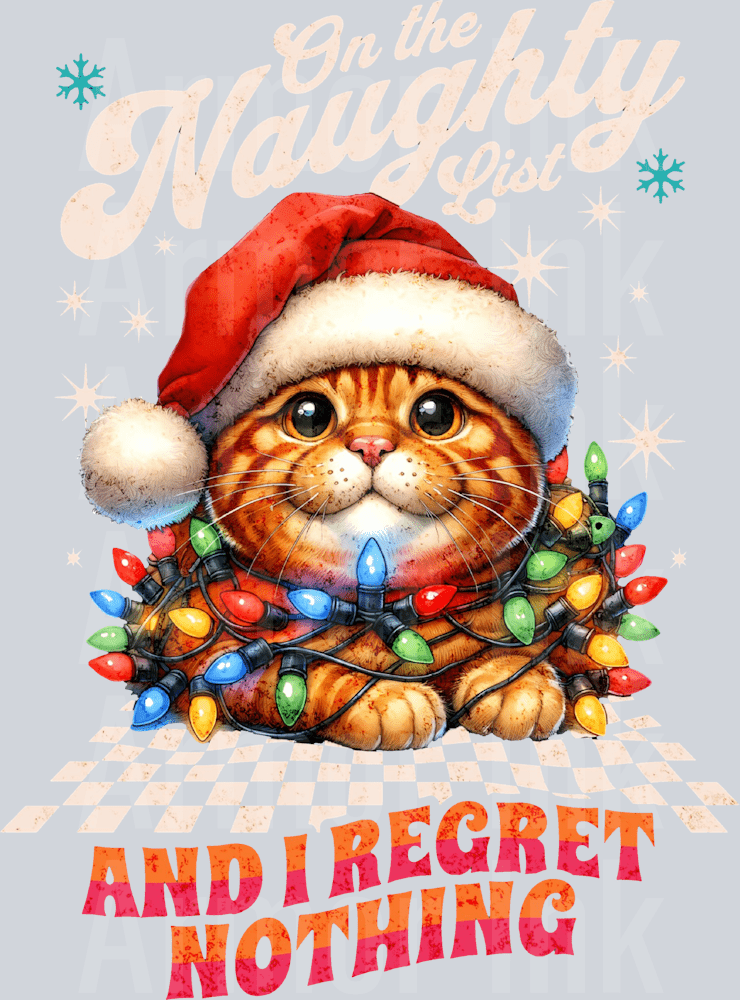 On The Naughty List And I Regret Nothing Peach DTF transfer