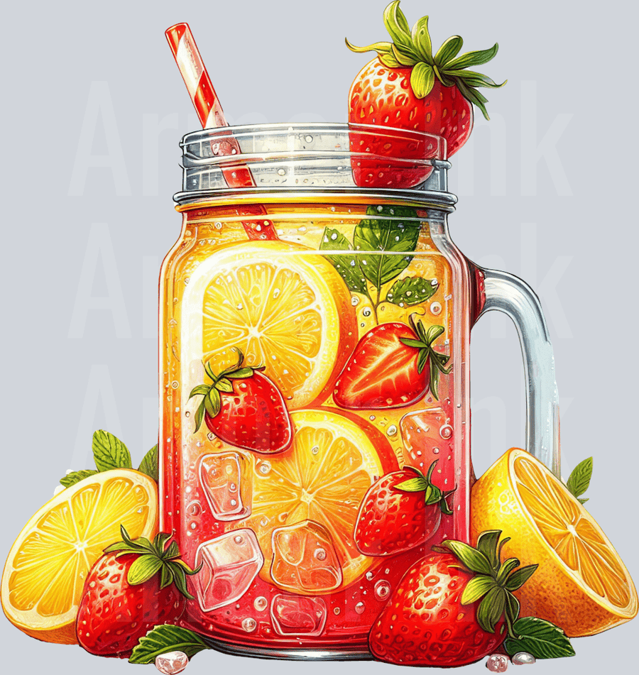 Orange Strawberry Drink DTF transfer