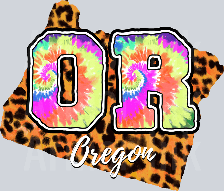 Oregon Cheetah Tie Dye DTF transfer
