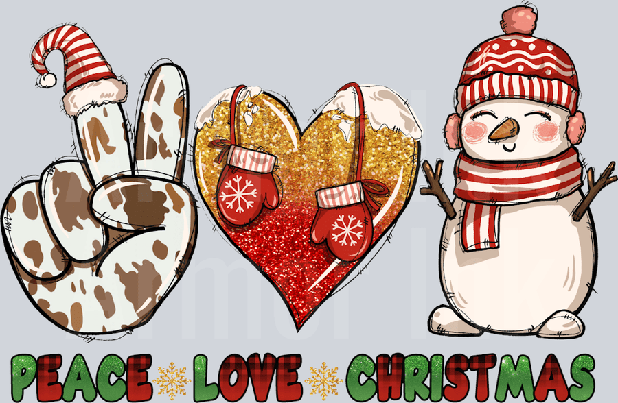 Peace Love Christmas DTF transfer