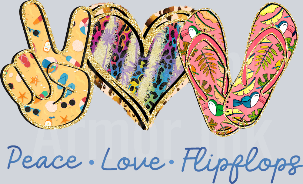 Peace Love Flipflops DTF transfer