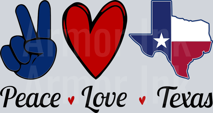 Peace Love Texas DTF transfer
