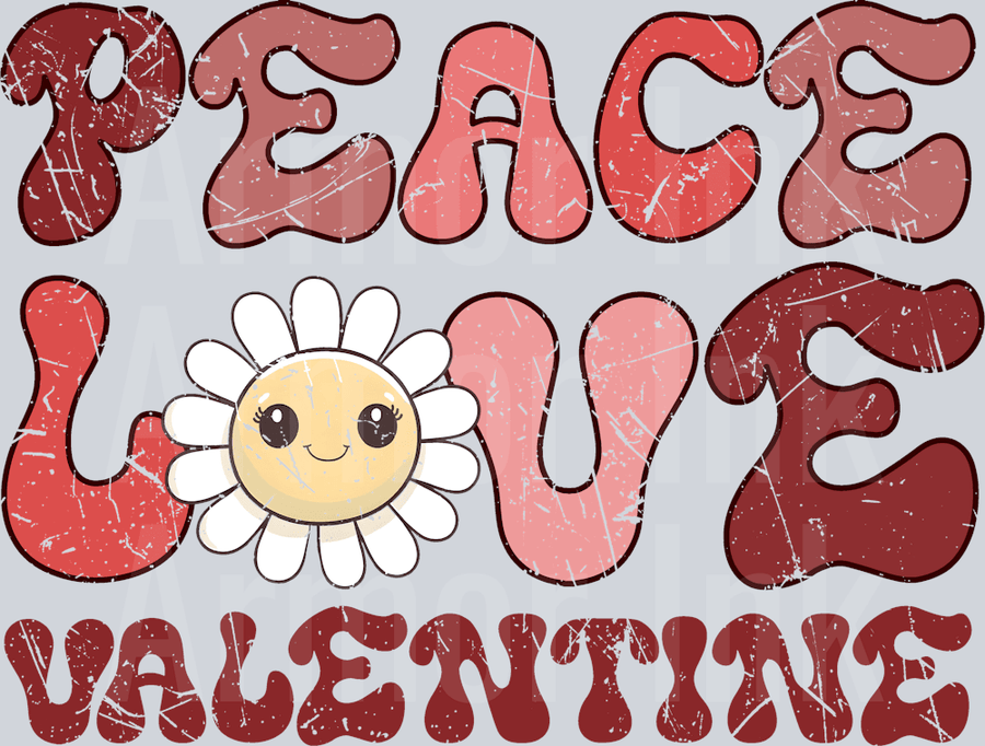Peace Love Valentine DTF transfer