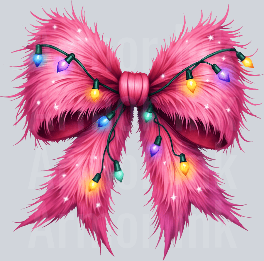 Pink Christmas Coquette Bow DTF transfer
