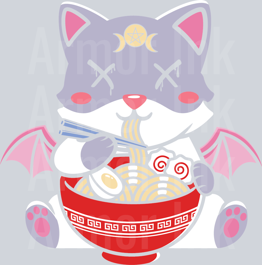 Ramen Cat Bat DTF transfer