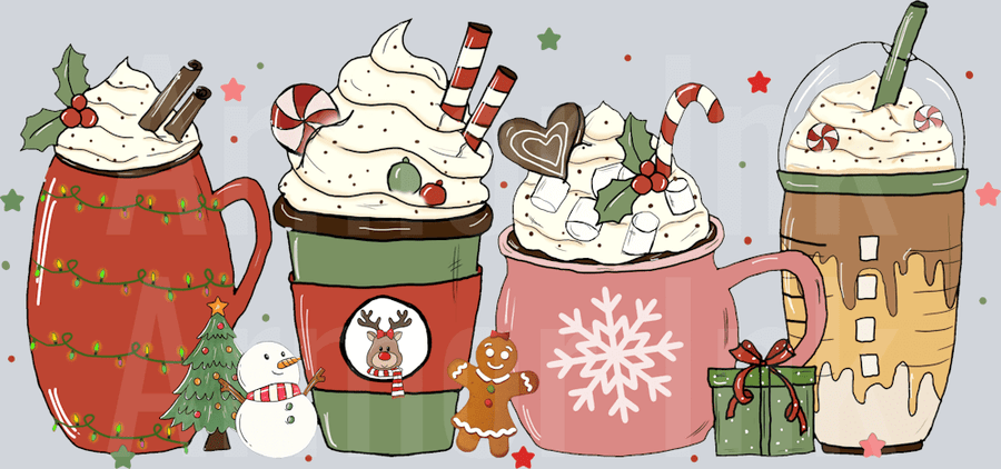 Retro Christmas Mugs DTF transfer