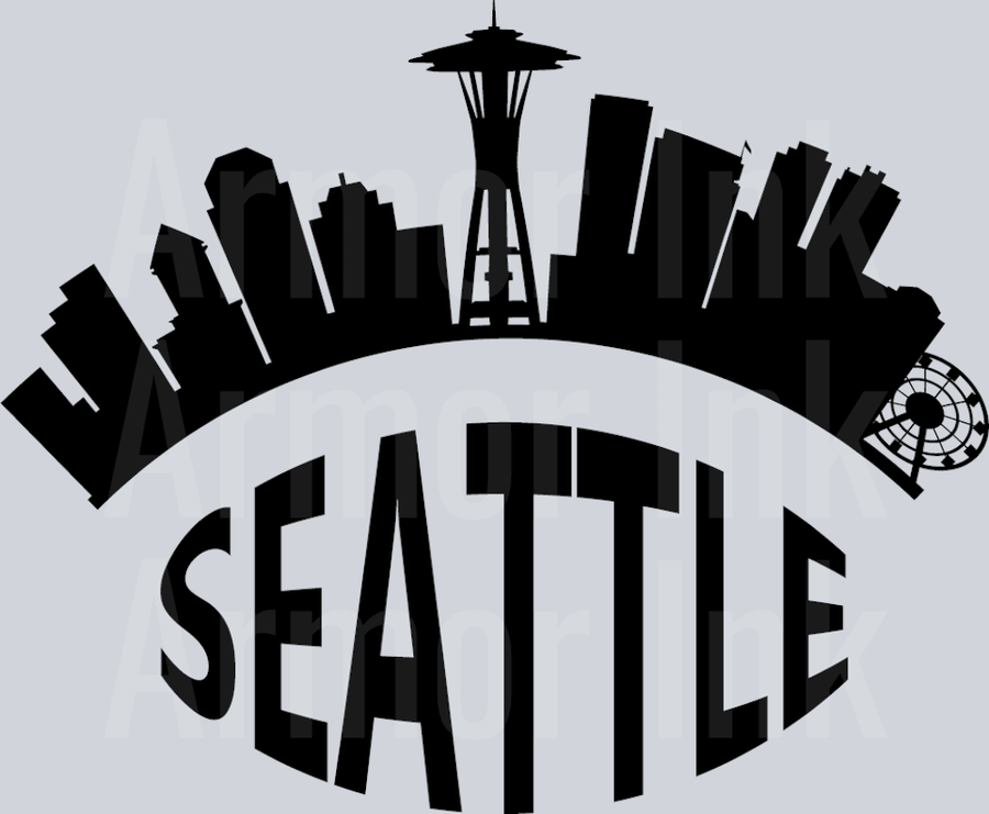 Seattle Black Rounded DTF transfer