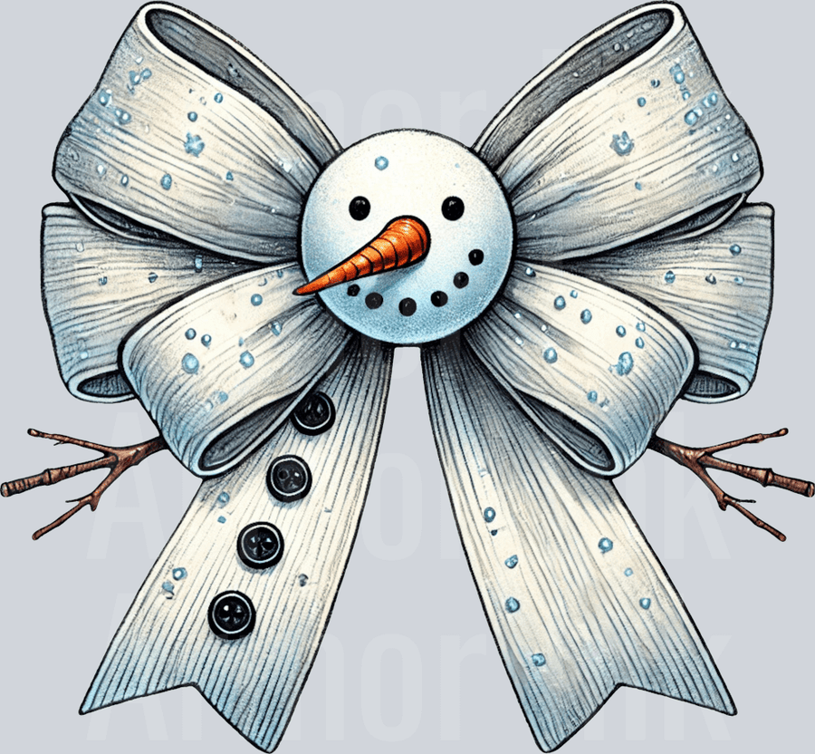 Snowman Coquette Bow DTF transfer