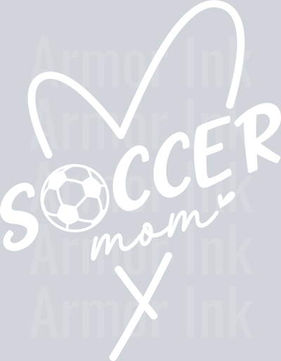 SOCCER mom Heart White DTF transfer