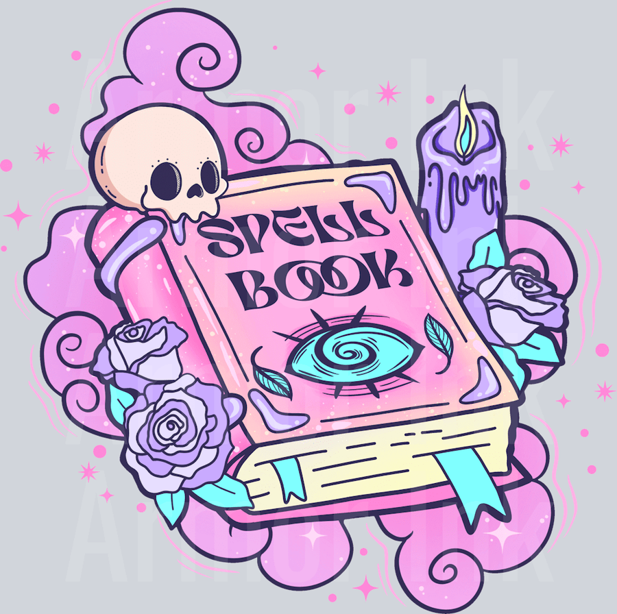 Spell Book DTF transfer