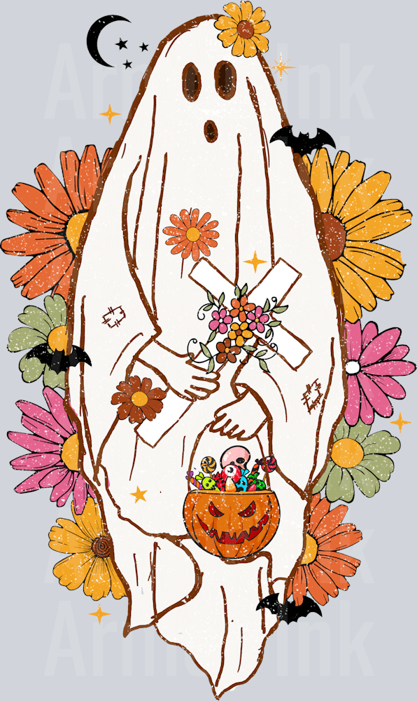 Spooky Flowers DTF transfer