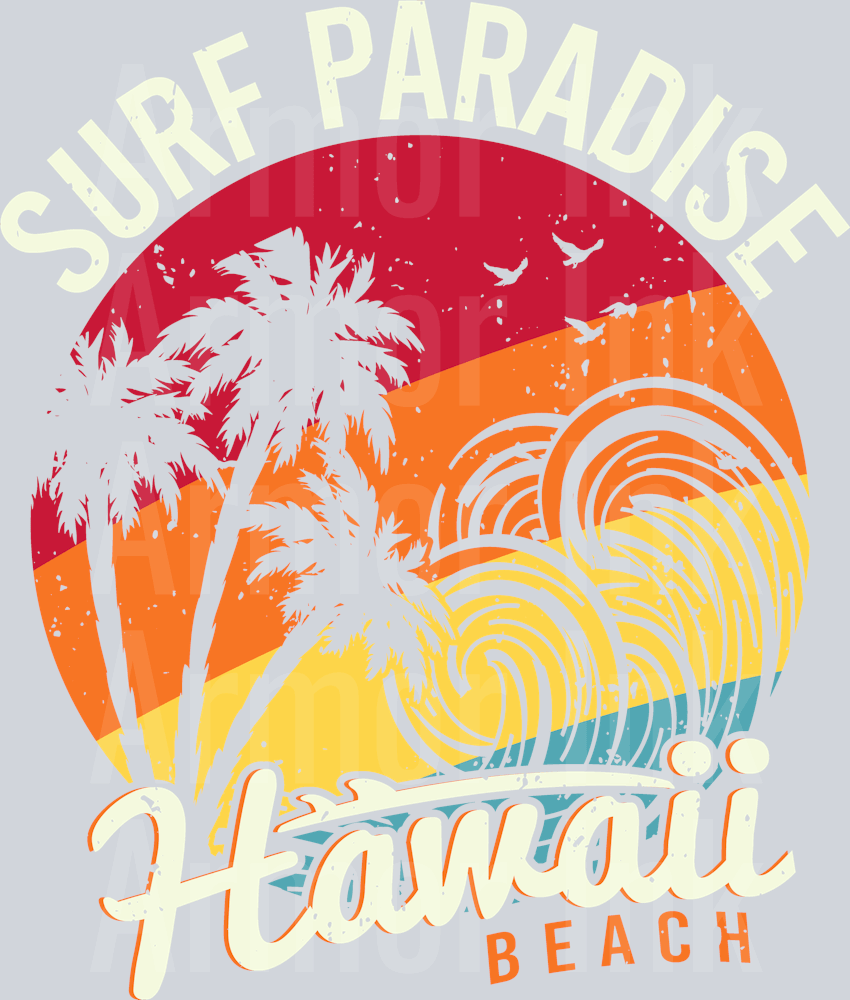 Surf Paradise Hawaii Beach DTF transfer