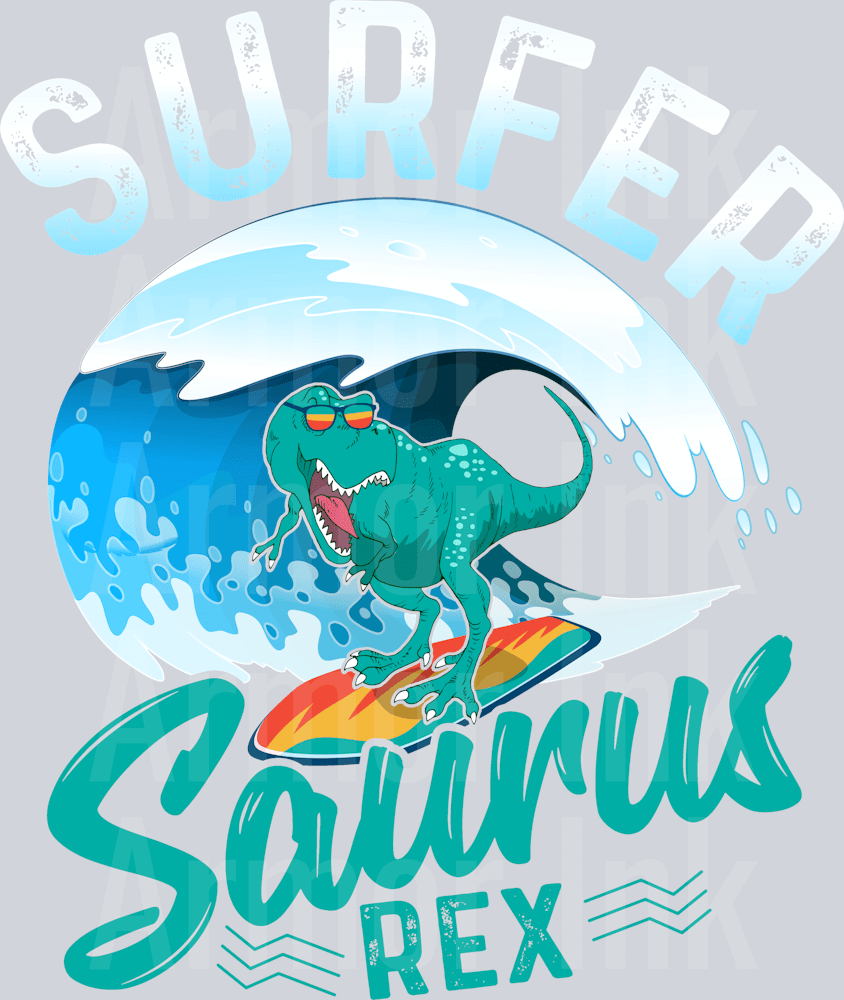 Surfer Saurus Rex DTF transfer