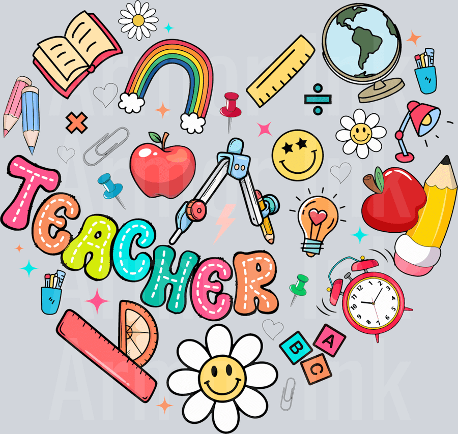 Teacher Heart DTF transfer