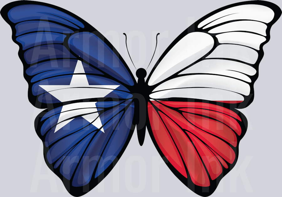 Texas Flag Butterfly DTF transfer