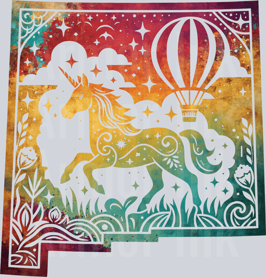 Unicorn Balloon Colorsplash DTF transfer