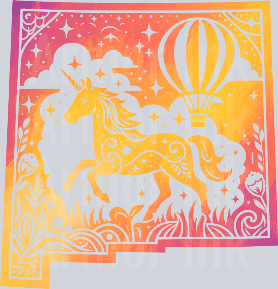 Unicorn Balloon Colorsplash DTF transfer