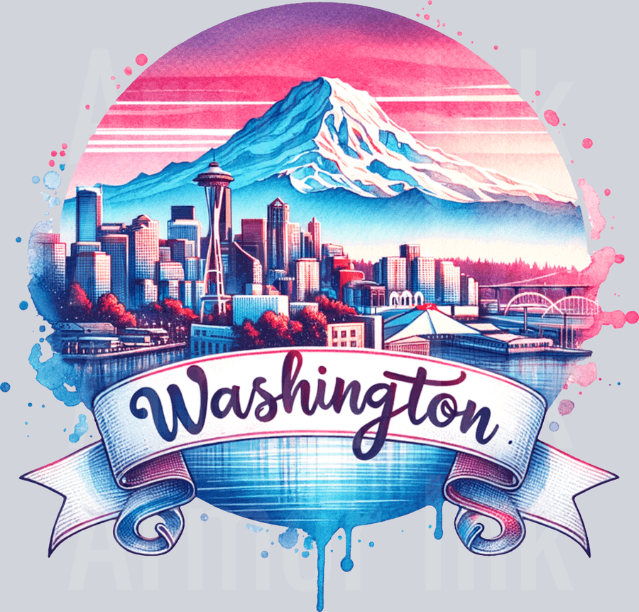 Washington Colorful Black Words DTF transfer