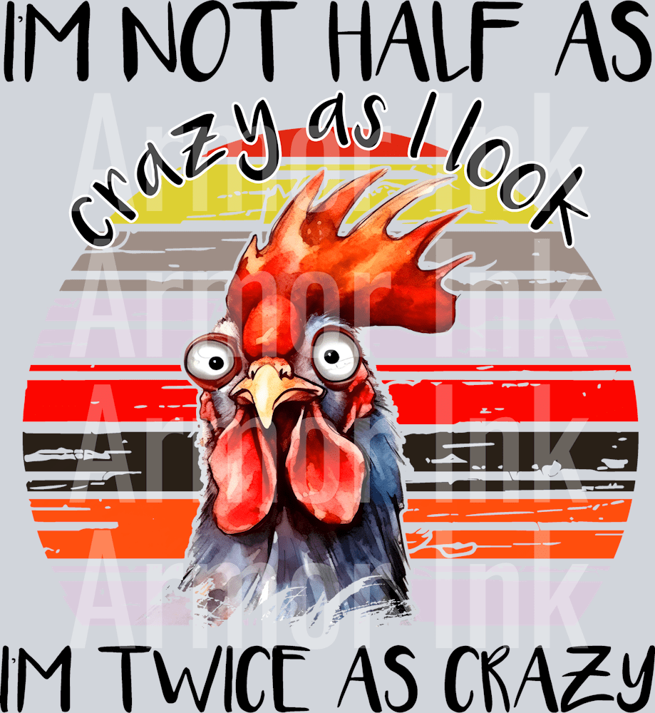 I'm Not Half As Crazy As I Look I'm Twice As Crazy DTF transfer