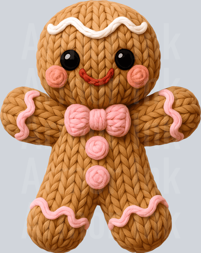 Crochet Pink Gingerbread Man DTF transfer