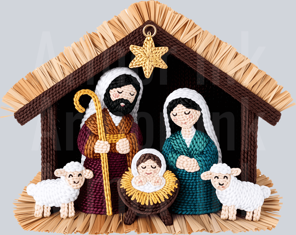 Yarn Crochet Jesus Christmas DTF transfer