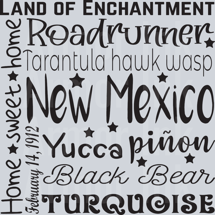 Word Art New Mexico DTF transfer