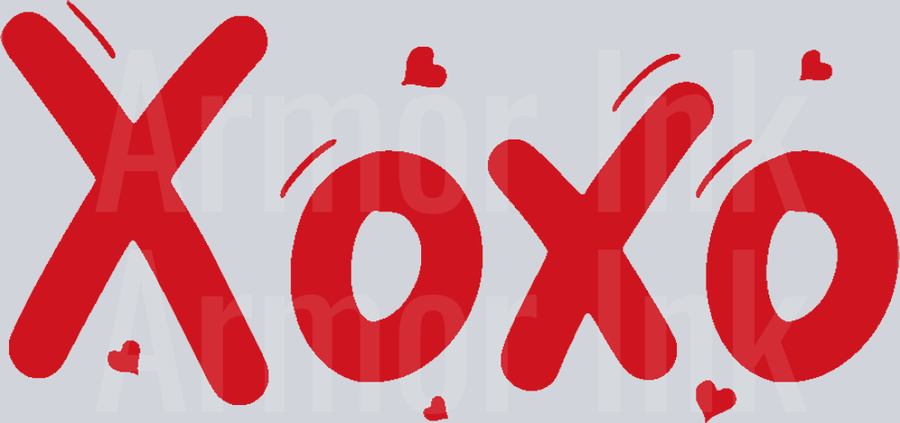 XOXO Red DTF transfer