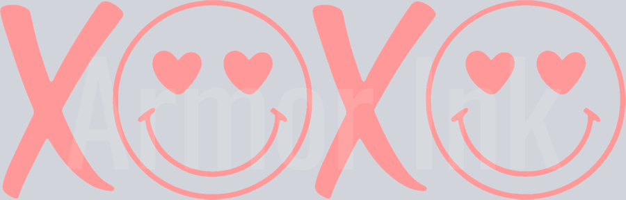 XOXO Smiley Pink DTF transfer