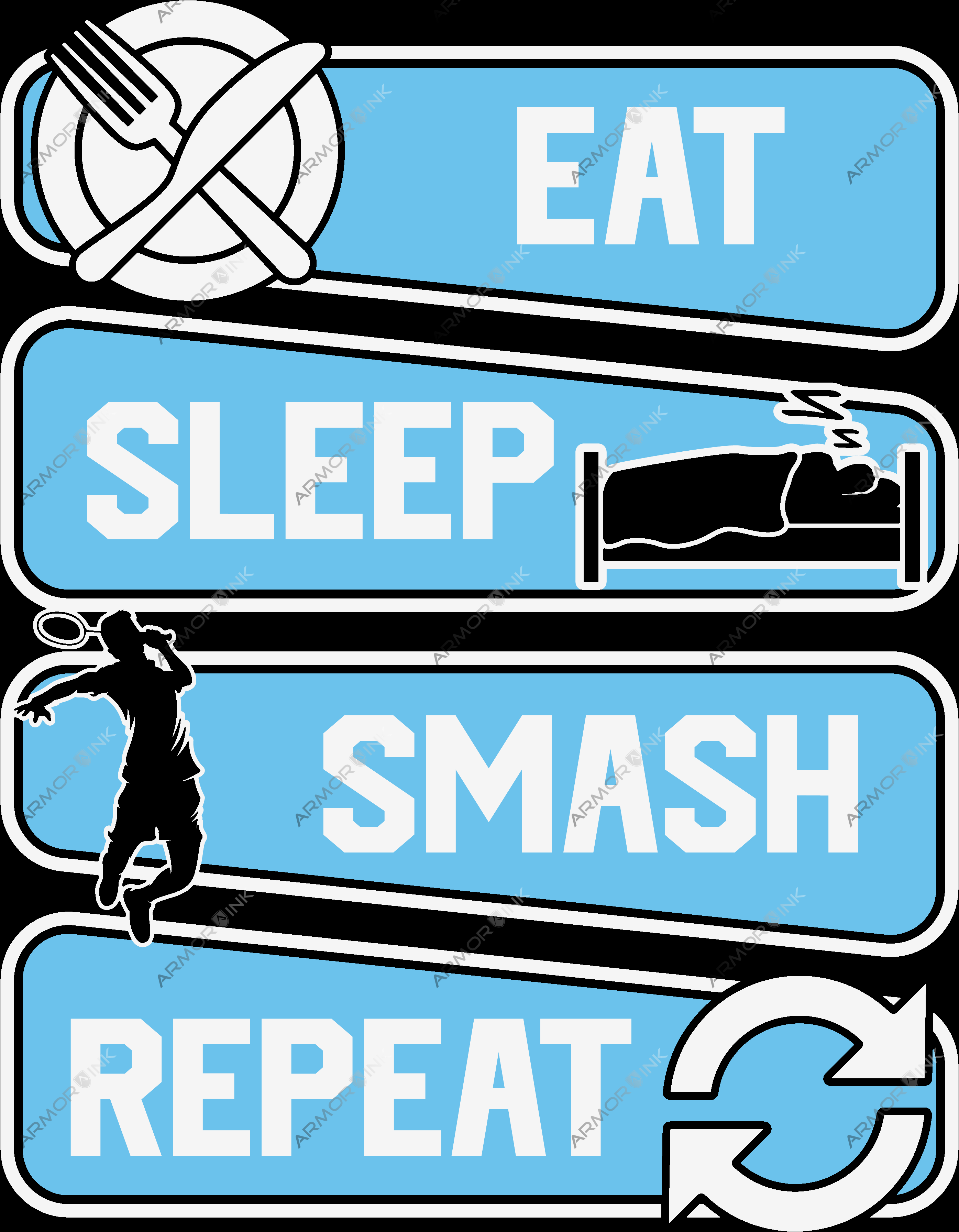 Eat Sleep Smash Repeat DTF Transfer