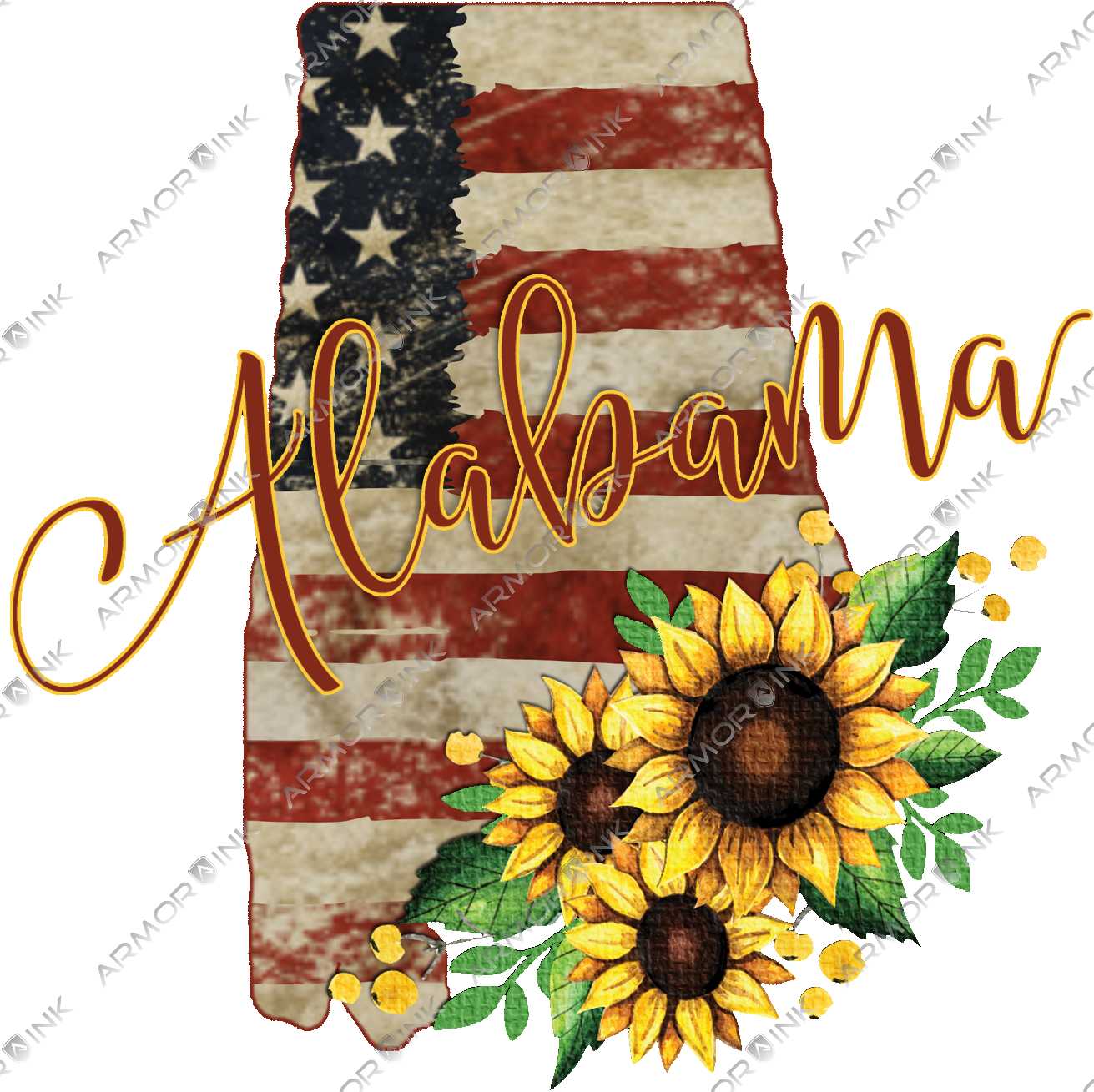 Alabama Sunflower Flag DTF Transfer