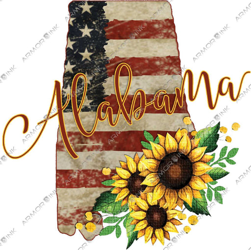 Alabama Sunflower Flag DTF Transfer