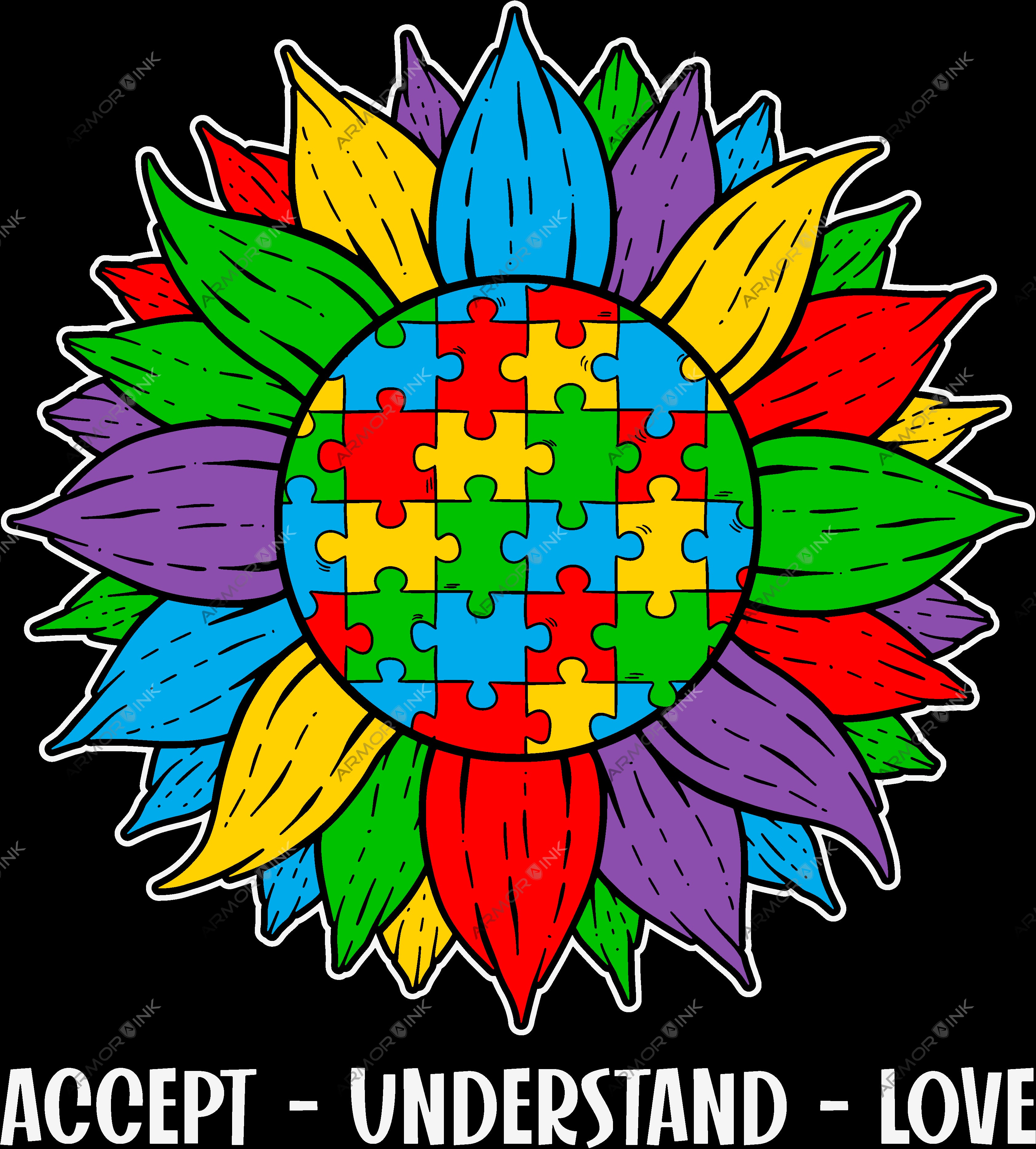 Autism Awareness Flower DTF Transfer