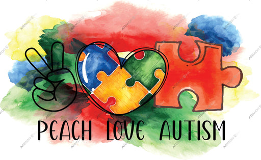 Autism Awareness Peace Love Autism DTF Transfer