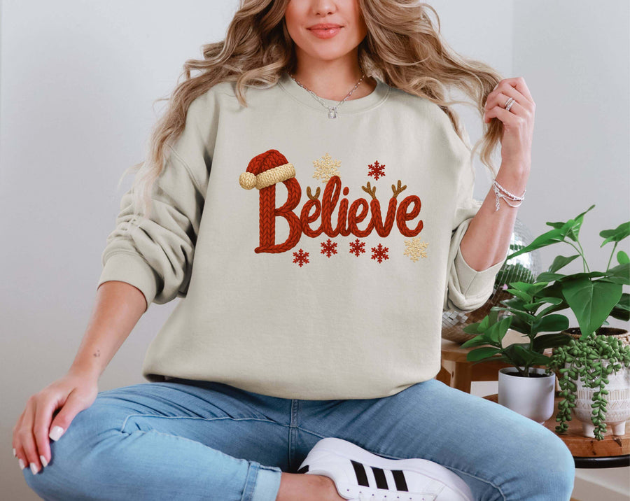 Believe Christmas Crochet DTF transfer