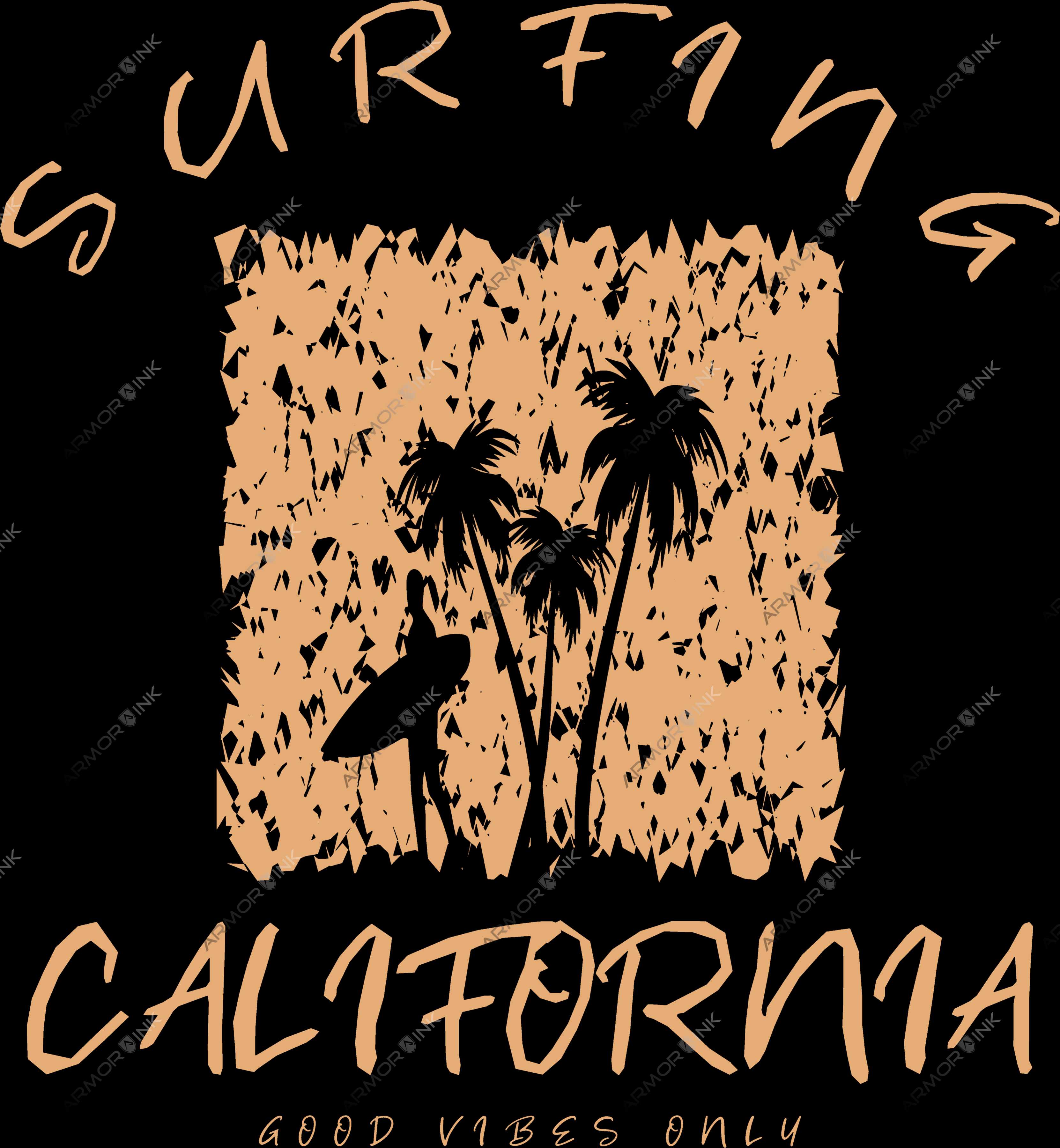 California Surfing Good Vibes Only DTF Transfer