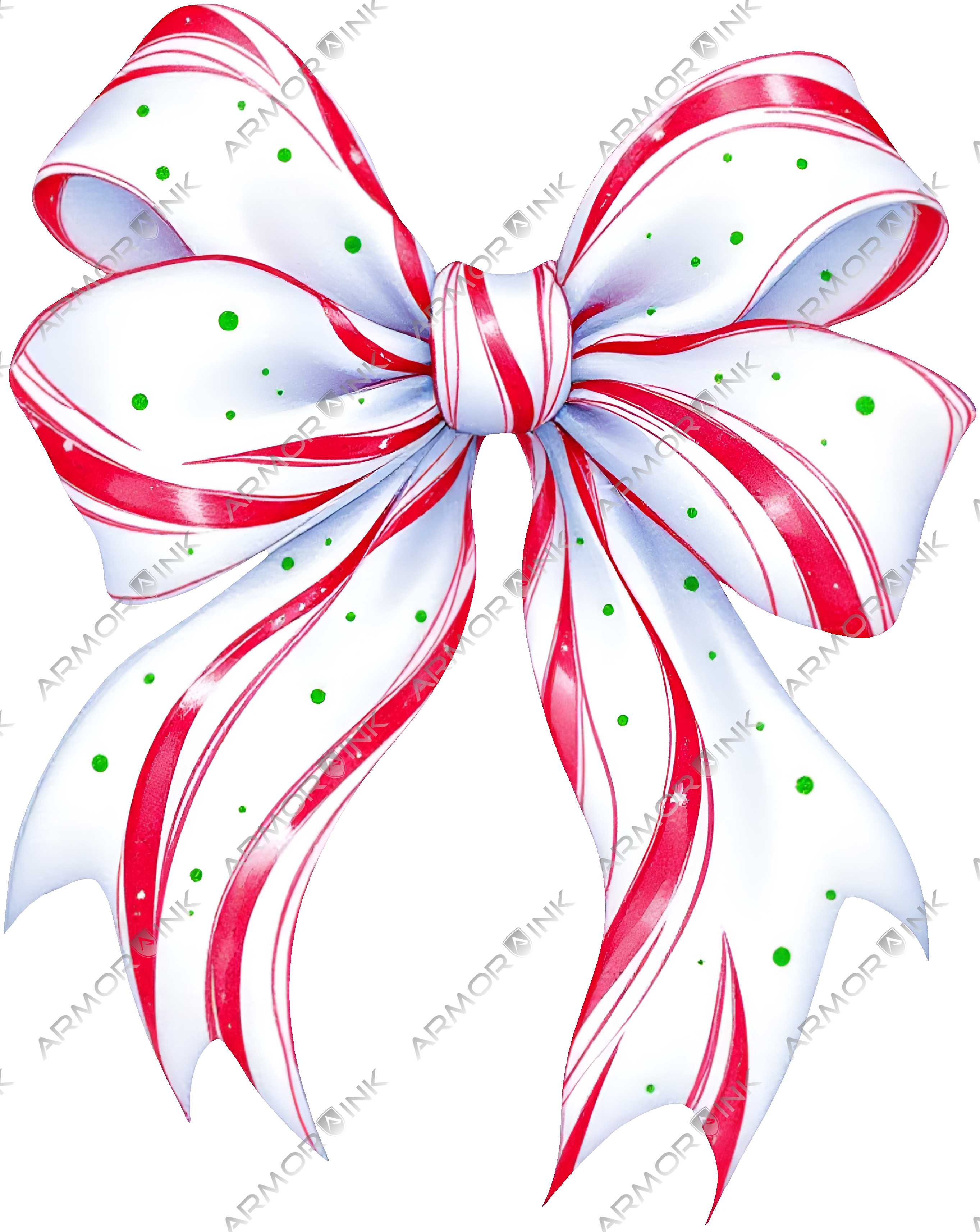 Candy Cane Coquette Bow DTF Transfer