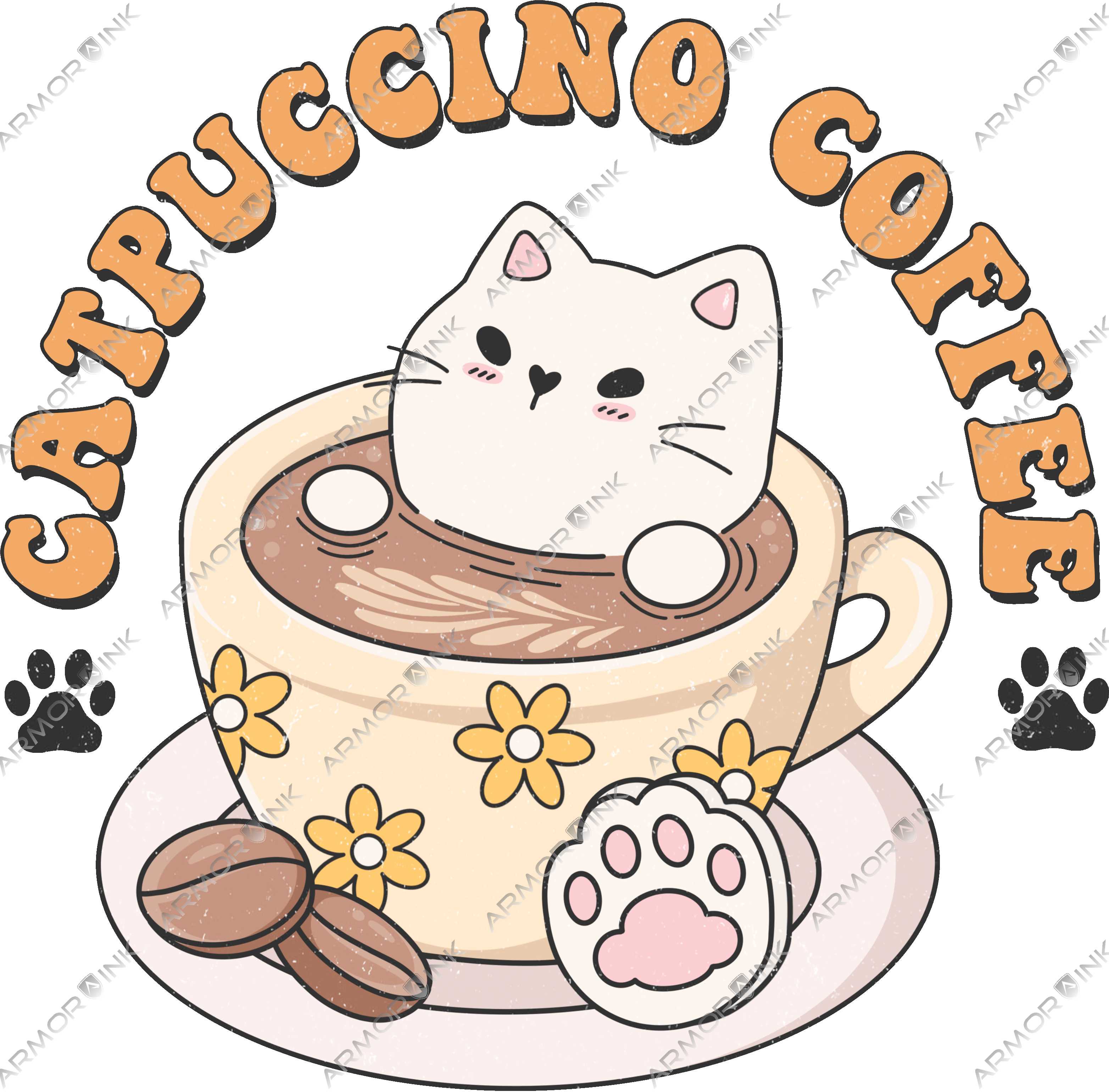 Cattpuccino Coffee DTF Transfer