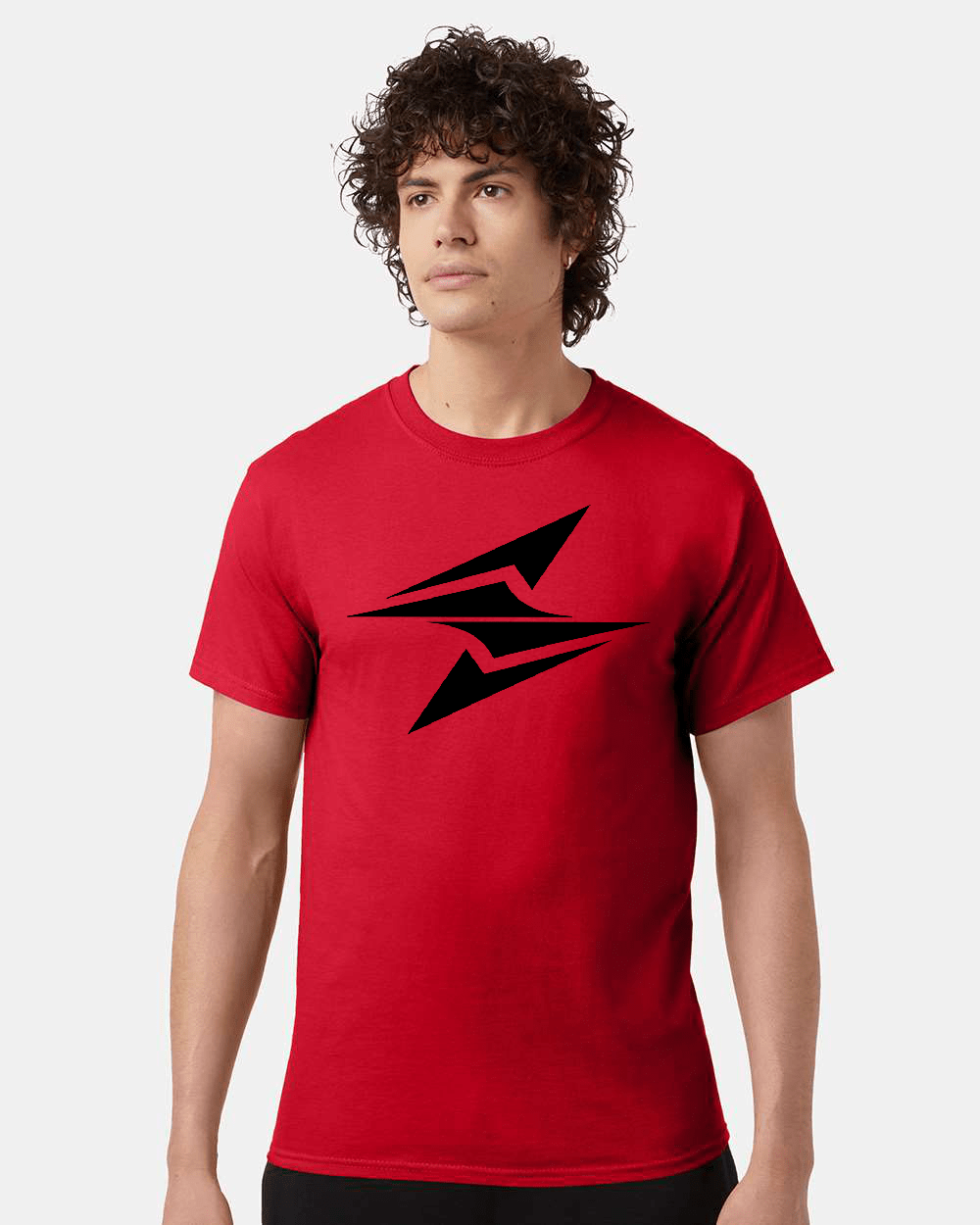 Champion T425 Red T-Shirt with Black Logo
