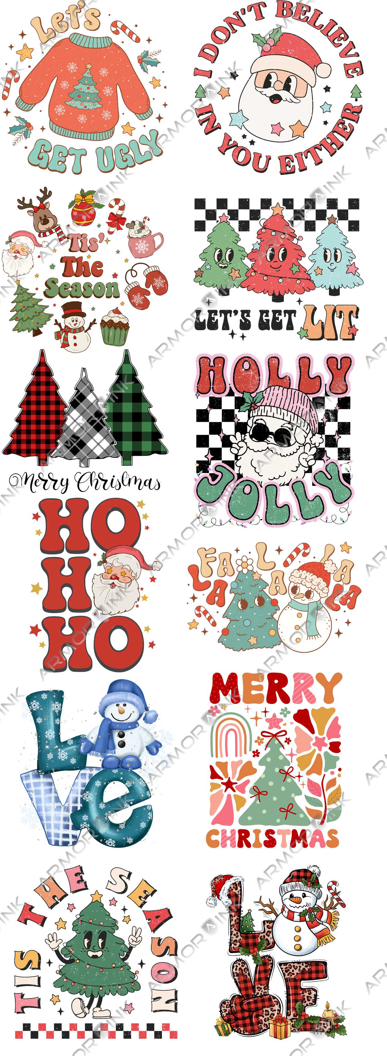 Christmas Pre-made 5 Foot (22x60) DTF Gang Sheet