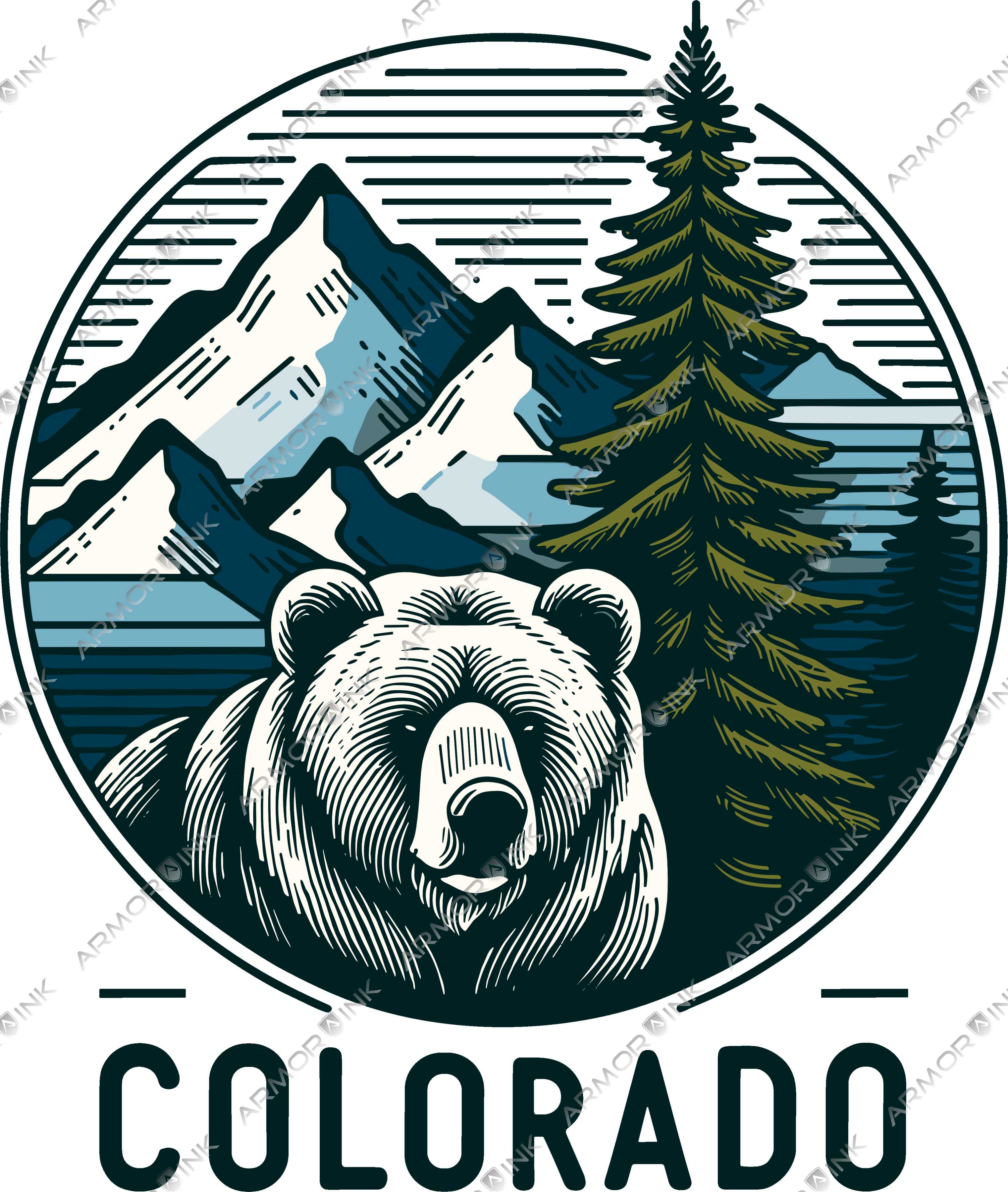 Colorado Bear Lineart DTF Transfer