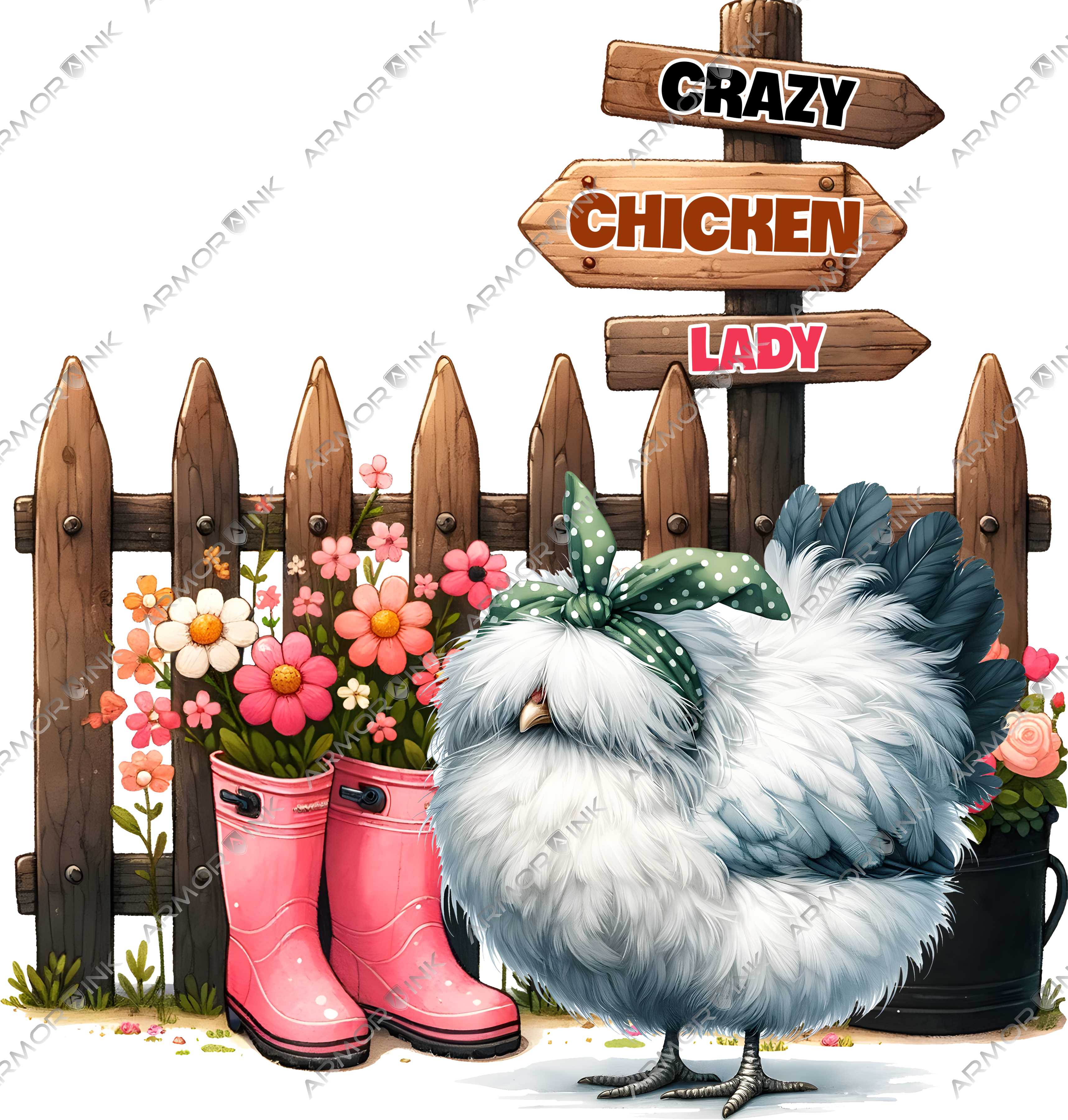 Crazy Chicken Lady 2 DTF Transfer