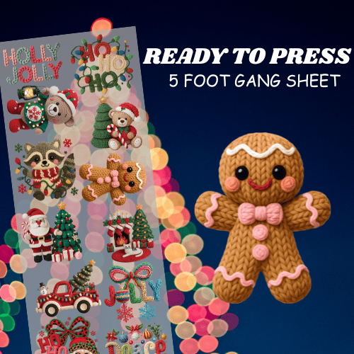 Crochet Christmas Pre-made 5 Foot (23x60) DTF Gang Sheet