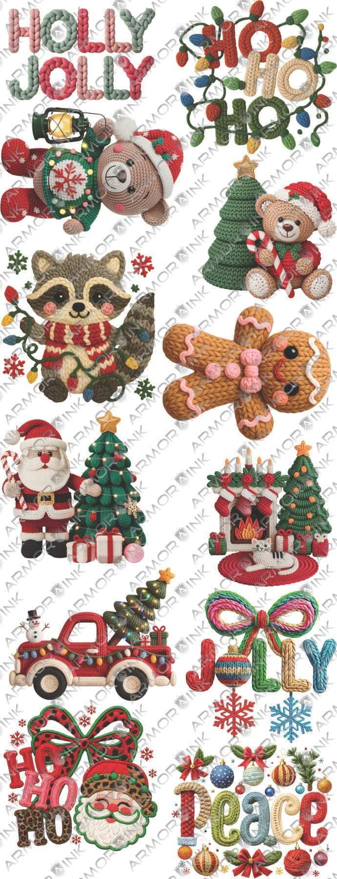 Crochet Christmas Pre-made 5 Foot (23x60) DTF Gang Sheet