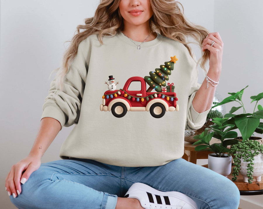 Crochet Christmas Truck DTF transfer