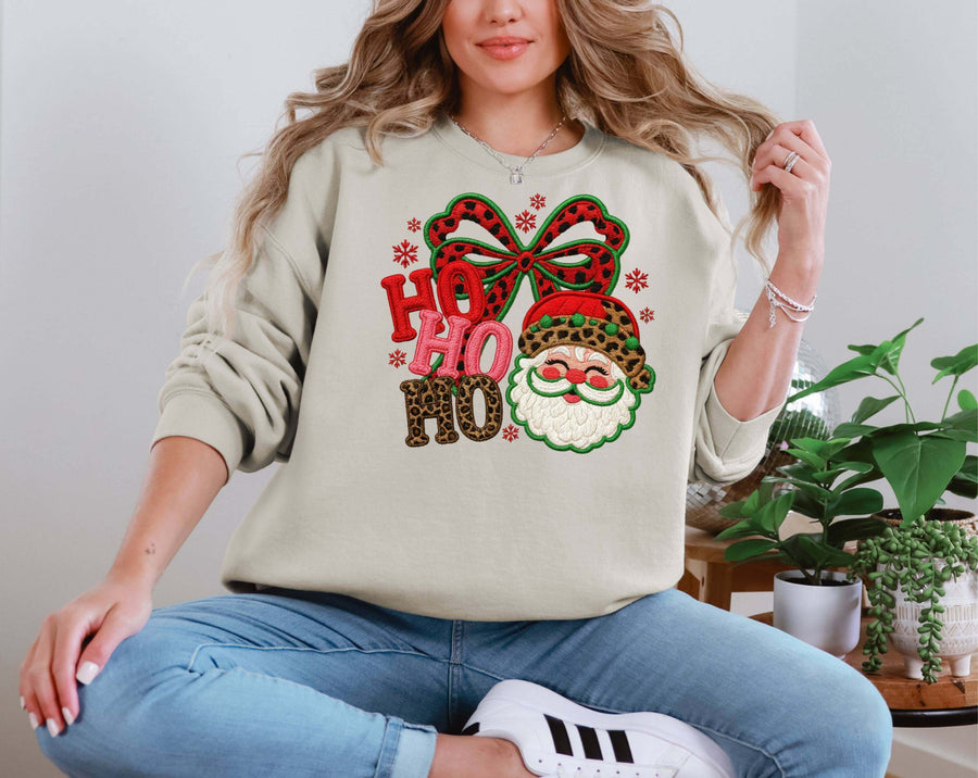 Crochet Ho Ho Ho Santa Bow DTF transfer