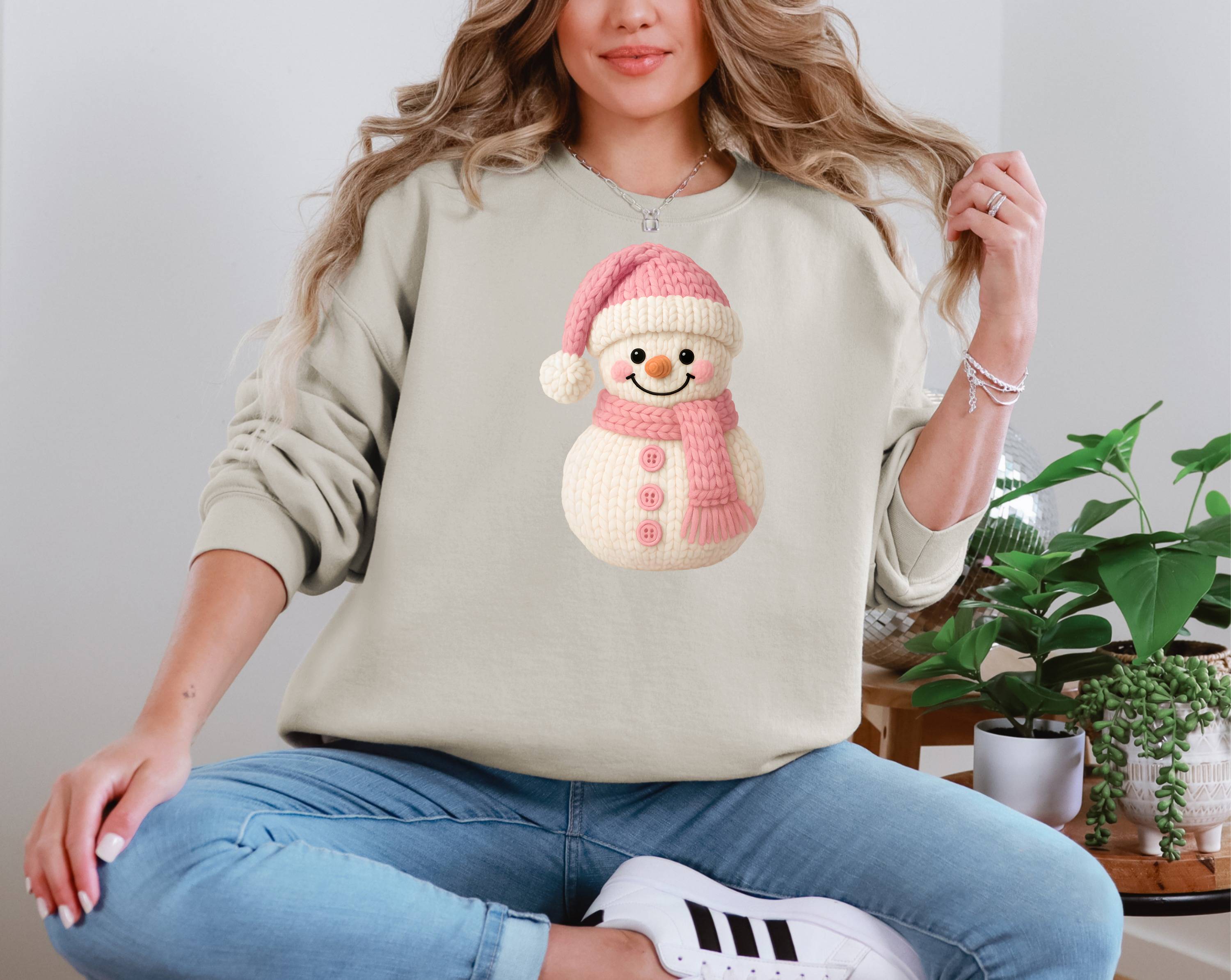 Crochet Pink Snowman