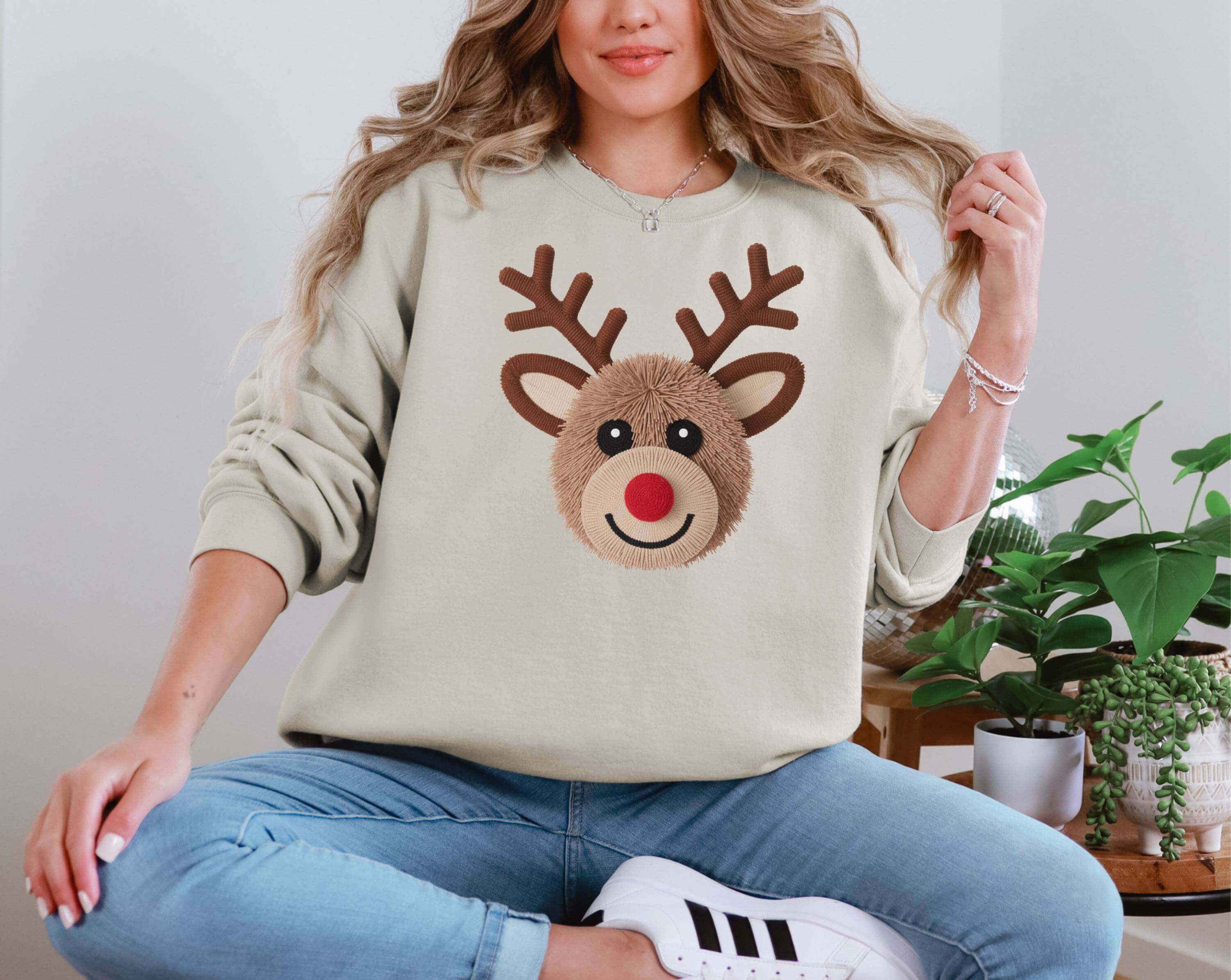 Crochet Rudolf DTF Transfer | Ready-To-Press