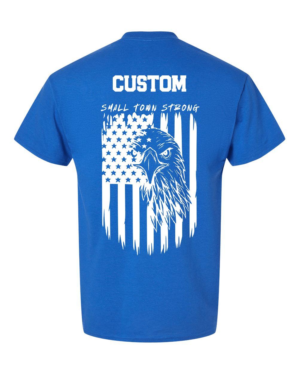 Custom DryBlend t-shirt with American flag & eagle design.